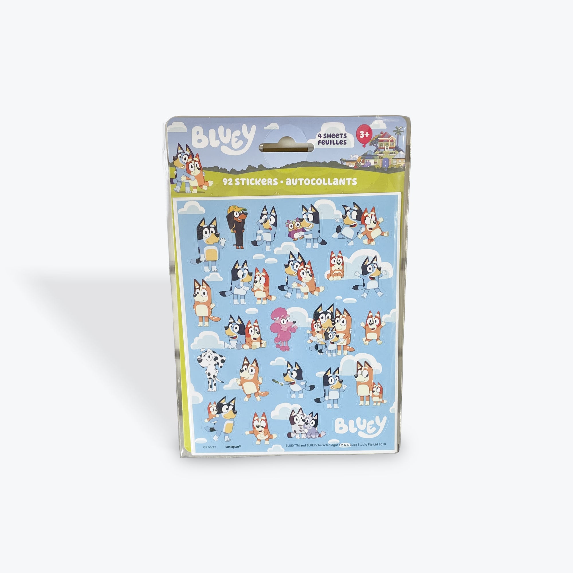 Bluey Sticker Sheet Favors - 92 Stickers